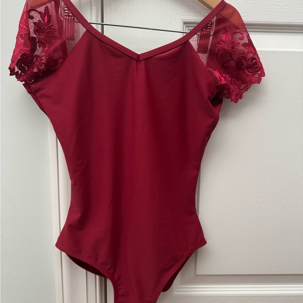 Deep Red Lace leotard